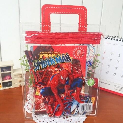 Mickey Mouse Frozen Spiderman Capacity Pencil Case Set Kawaii Cartoon School Box Pencils Supplies Eraser Ruler Stationery Set