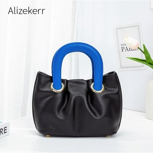 Color Blocking Fold Soft Handbag For Women 2021 Designer Top Handle Crossbody Bag Female Kawaii Day Clutch Purse Top Quality