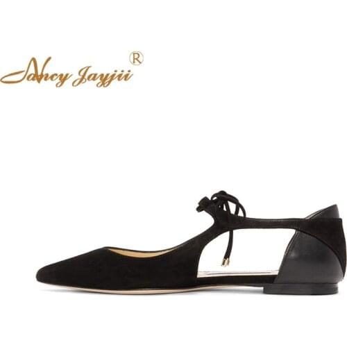 Nancyjayjii Women shoes Adult flats ladies Lace-Up Flock Ankle Strap Pointed Toe Solid Mature Spring/Autumn Classic Leisure 2021