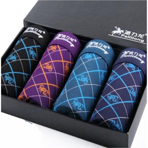 4Pcs/Lot Mens Panties Boxer Print Underwear Cotton Shorts For Male Couple Sexy Set Calecon Large Size Underpants L-3XL