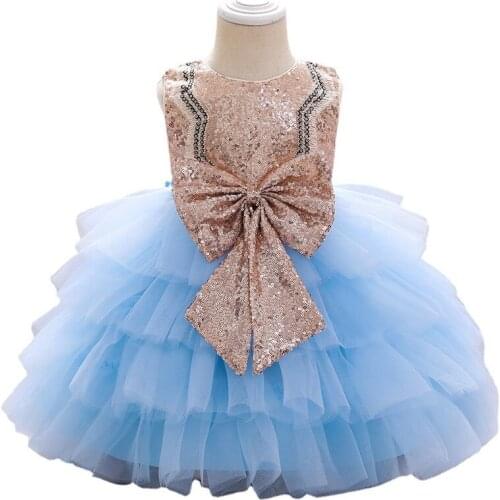 2021 New Childrens Dress Girl Summer Pink Mesh Princess Dress European And American Wedding Dress Kids Birthday Party Clothes