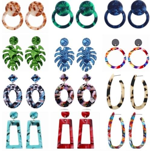 New Round Circle Acrylic Drop Earrings Trendy Dangle Earrings For Women Ladies Statement Jewelry Wholesale Party Gift