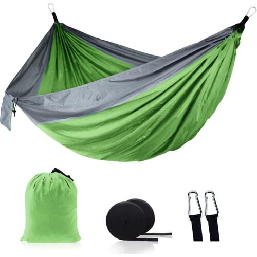 Single Double Hammock Adult Outdoor Backpacking Travel Survival Hunting Sleeping Bed Portable With 2 Straps 2 Carabiner