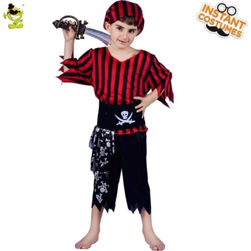 Little Boys Pirate Costume Halloween Cosplay Party Fancy Dress Up Purim Role Play Buccaneer Outfits for Childrens Gifts