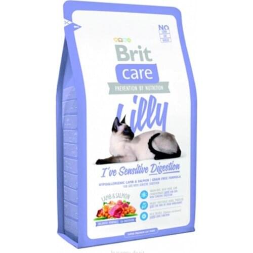 Brit Care Cat Lilly Sensitive Digestive System Cat Food with Lamb and Salmon Grain-free 2 Kg Healthy Growth Feeding Pet