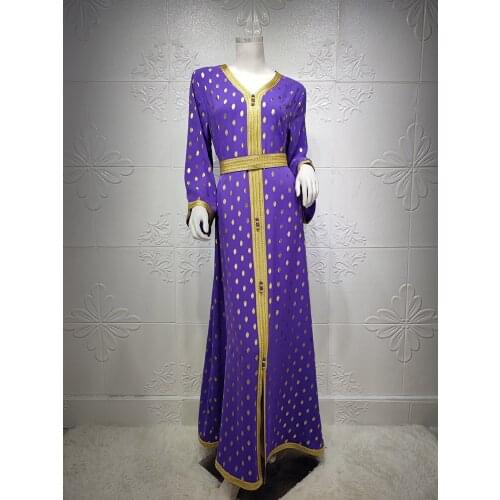 Dress Woman 2021 New Plus Size Fashion Eid Bronzing Middle East Dubai Kaftan Turkey Abaya Muslim Maxi Dresses Loose Belt Robe