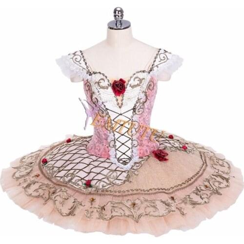 Adult Child Professional Ballet Pancake Tutu Peach Pink Spanish Kitri Professional Ballet Tutus Women Ballet Stage Tutu Costume