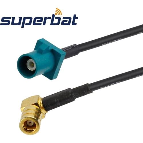Superbat Radio Antenna Extension Cable Fakra "Z" Plug Connector to SMB Male Right Angle Pigtail RG174 15cm