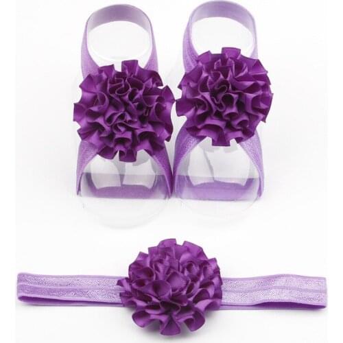 Retail infant baby pearl rhinestone flowers baby barefoot sandals headband set Photography Props children Accessories