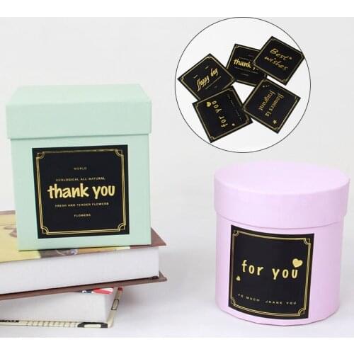 'Thank You' Seal Sticker Square Homemade Bakery Packaging Decor Label Stamping Thanks Blessing Decorative Stickers Gift Sticker