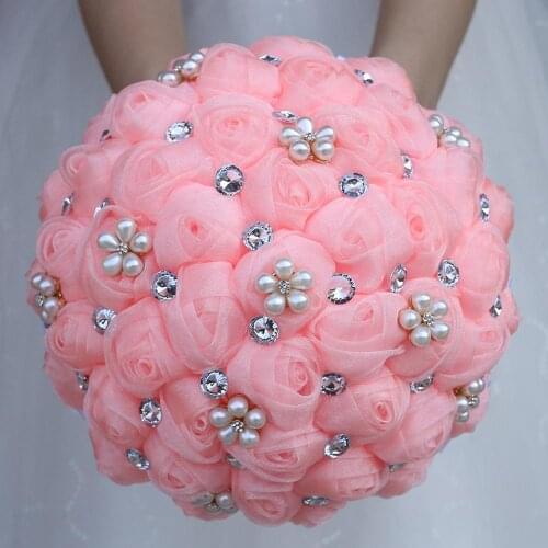 Handmade Wedding Bridal Bridemaids Bouquet Flowers Size 21X26CM Snow Yarn Rose Wedding Bouquets Flower Accept Custom Made Color