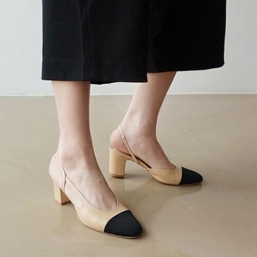 Women Slingbacks Shoes High Heels Thick High Heel Shoes Mixed Colors Pumps Ladies Womens Platform Heels 2021 Fashion Women