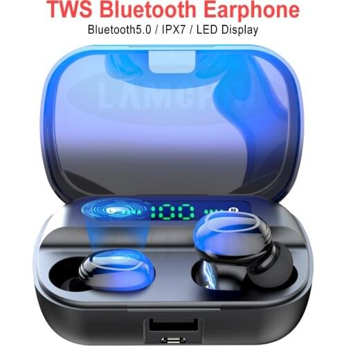 TWS 5.0 Bluetooth HD Stereo Sport Headphones Wireless Headset with Dual Mic Touch Control LED Display Earphone with Charging Box