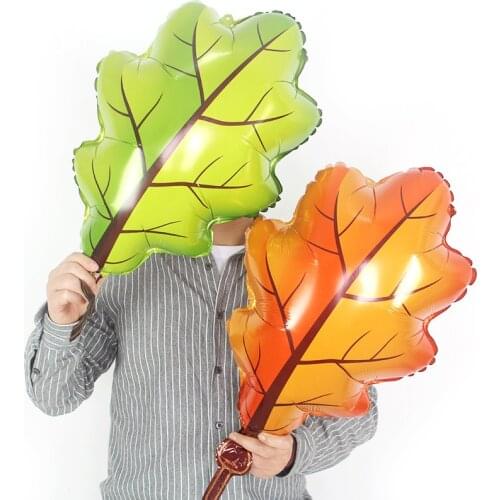 Party balloon green brown leaf shape balloon floating air ball forest theme birthday party decoration balloon wholesale