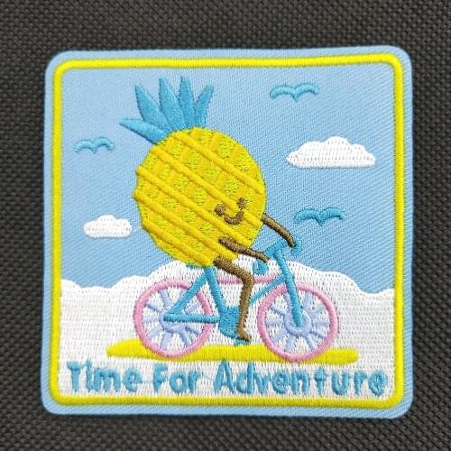 Time for Adventure (size:8.15x8.25cm) Morale Slogan Adhesive Fabric Patch Embroidered Clothes Cap Backpack Diy Badge Stripe