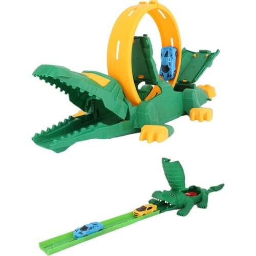 Funny Portable Catapult Railcar Toys Racing Track Crocodile Sliding Ejection