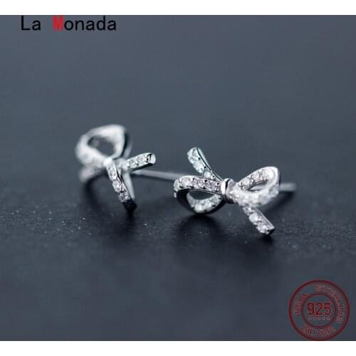 La Monada Minimalist Women Earrings Studs 925 Sterling Silver Fine Jewelry Butterfly Stud Earrings For Women Silver 925 Bowknot