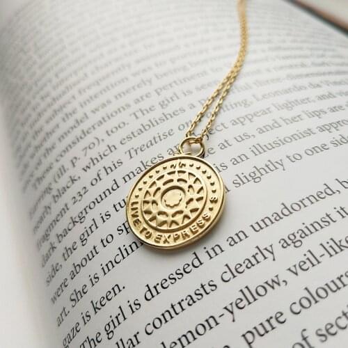 WTLTC 925 Sterling Sliver Sunlight Pendant Necklaces For Women Custom Charm Choker Medallion Coin Necklace Textured Jewelry