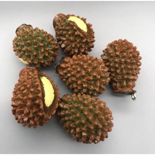 Free shipping!set 10pcs,resin tropic fruits.3D simulation durian pendant for jewelry/phone/key chain decoration,DIY.20*26mm