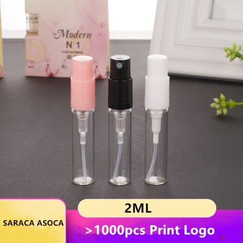 2ml Glass Bayonet Spray Perfume bottle with White Black Pink 3 Color Plastic Sample Spray Bottle 100pcs Printable