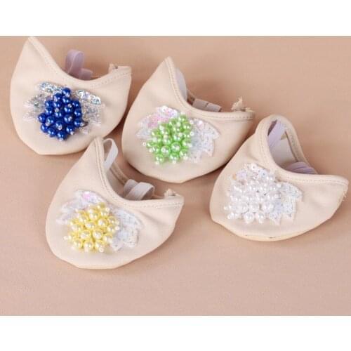 2018 Professional Dancewear Women Ballet Flats Belly Dance Practice Shoes Beaded Shoe Pads Foot Thong