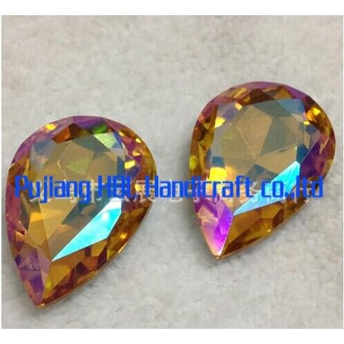 20x30mm 60pcs /pack Gold A Water Drop PointBacked Glass Crystal Fancy Rhinestone