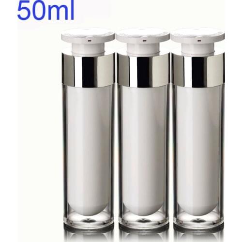 300pcs/lot 50ml Plastic Acrylic Lotion Bottles,Portable Empty Refillable Airless Pump Dispenser Bottle For Travel Lotion Cream