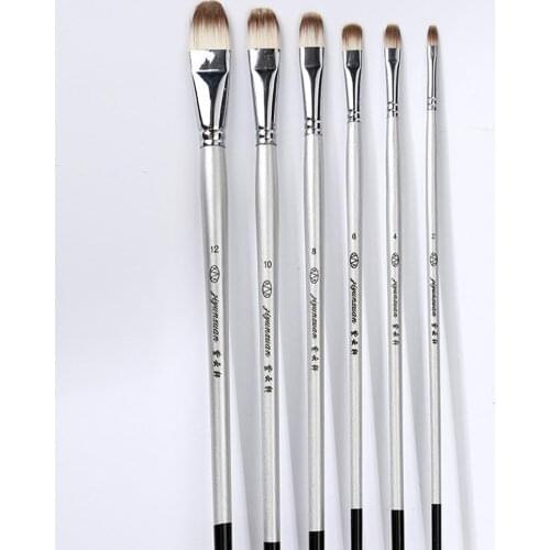 6pcs Nylon Hair Wooden Handle Watercolor Paint Brush Pen Set For Learning Diy Oil Acrylic Painting Art Paint Brushes Supplies