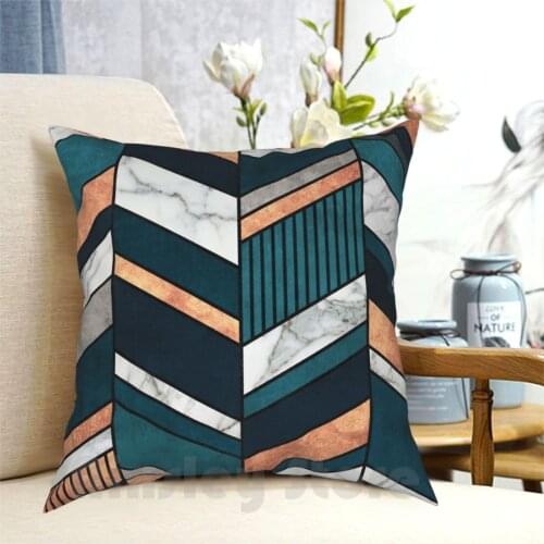 Abstract Pattern-Copper , Marble , And Blue Concrete Pillow Case Printed Home Soft DIY Pillow cover Colors Pattern Zigzag