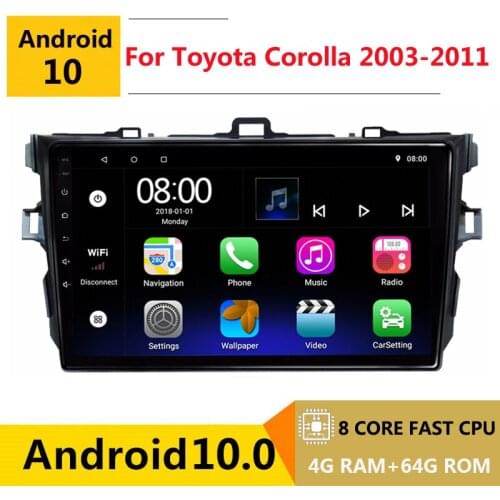 2 din android 10 car radio auto stereo for toyota corolla 2003 2004 2005 2006 2009 2010 13 navigation GPS DVD Multimedia Player