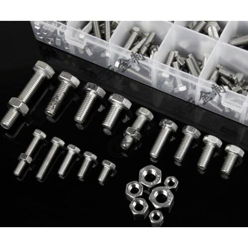 Free shipping one set 218pcs 304 hexagonal bolt screw height bed frame fixed air conditioner outer screw set M6M8M10 with nut