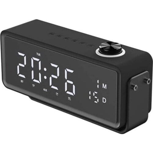 1pc Retail K5 Wireless Bluetooth Speaker FM Radio LED Digital Display Timer Alarm Clock with Snooze Function USB Stick