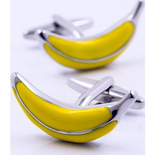 KFLK brand mens shirt cuff button quality yellow banana plants cufflinks wedding gift button 2017 new products guests