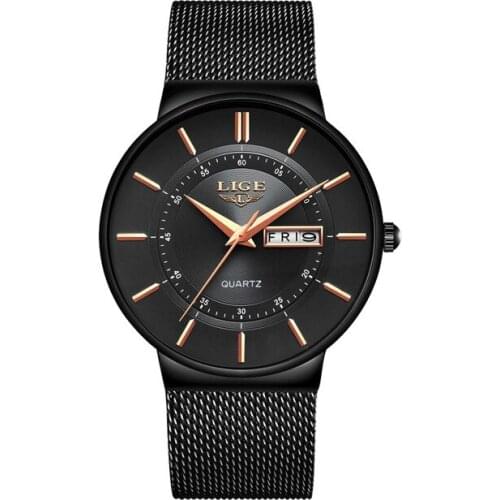 LIGE 9949 Mens Watches Top Luxury Waterproof Ultra Thin Steel Date Clock Male Casual Quartz Sports Watch Men Wrist Reloj Hombre