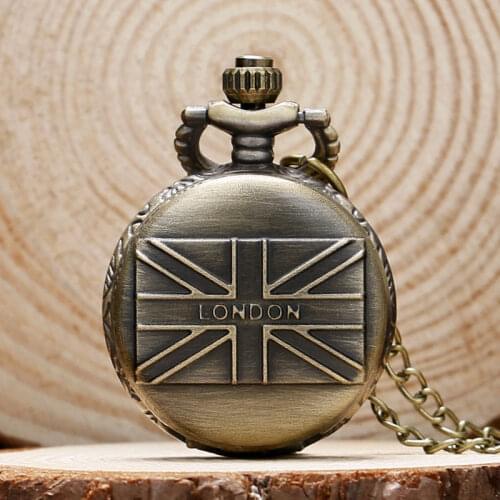 London Souvenirs England UK flag Design Small Pocket Watch Men Women Necklace Clock with Chain Female Male Watches Gift P560
