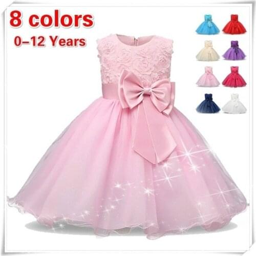 1 Year Birthday Baby Girl Flower Dress Girls Party Wear Tutu Infant Christening Gown Newborn Baptism Clothes 6 9 12 18 24 Months