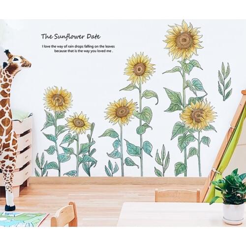 DIY Sunflower Wall Sticker Teenager Room Decor Aesthetic for Living Room Bedroom Wall Decals Fridge Stickers Wallpaper Mural Art