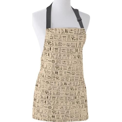 Ancient Egyptian Text Print Apron Print Unisex Kitchen Bib with Adjustable Neck for Cooking Gardening
