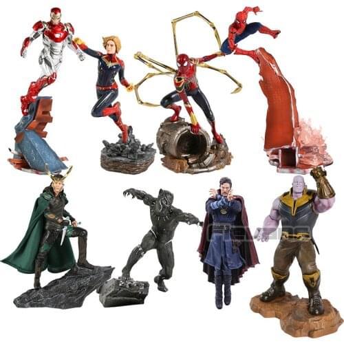 Marvel Iron Man Spiderman Captain Marvel Doctor Strange Loki Black Panther Thanos Ronin Super Hero 1/10 Scale Statue Figure Toy
