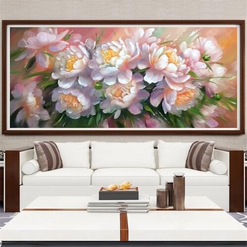 Huacan 5D Diamond Painting Peony DIY Full Square/Round Diamonds Embroidery Flower Decorations Home Craft Kit