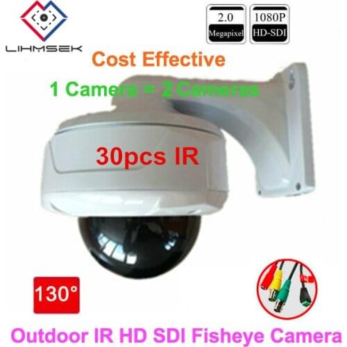 Lihmsek HD SDI Camera 1080P 2MP SDI Fisheye 130 Degree Lens Camera with 30pcs IR LEDs Night Vision IR Waterproof SDI Camera