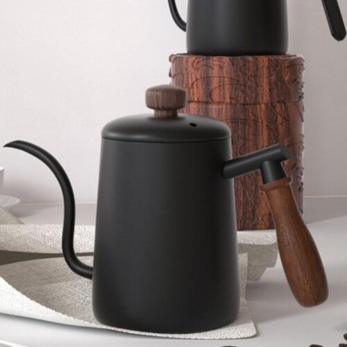 Drip Kettle 600ml Coffee Tea Pot Non-stick Coating Food Grade 304 Stainless Steel Gooseneck Drip Kettle Swan Neck Thin Mouth
