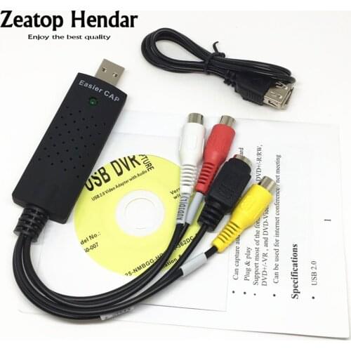2Pcs USB 2.0 Video Easiercap TV DVD VHS Capture Card Audio AV Adapter for Computer/CCTV Camera