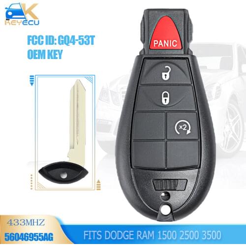 Keyecu OEM Remote Key Fob 4B 433MHz PCF7961A for Dodge RAM 1500 2500 3500 2013-2018 With Remote Start P/N: GQ4-53T