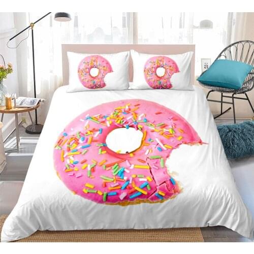 Donut Bedding set Pink girl Duvet cover set Dessert Bed line Queen Pastry quilt cover King cake bed set Twin home Textiles