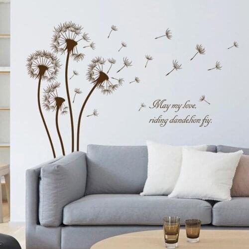 Brown Color Dandelion Wall Sticker Living Room Bedroomkids Rooms Home Decor PVC Autocollant Mural