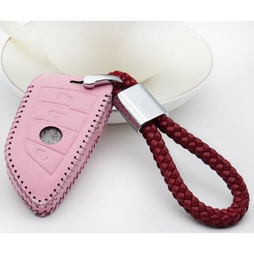 Leather Car Key Case For BMW E90 E60 E70 E87 1 3 5 6 Series M3 M5 X1 X5 X6 Z4 Keychain Holder Protector Cover Car Accessories