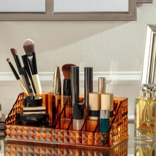 Makeup Organiser Jewelry Organizer Cosmetic Brush Organizer Amber Plastic Orange Fashion 2021 Quality 22x13x8 Cm