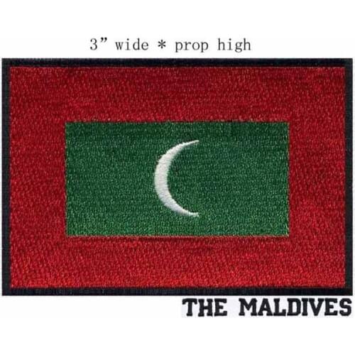 THE MALDIVES 100% embroidery flag patch 3" wide patch/felt rectangle/transfers iron on patches