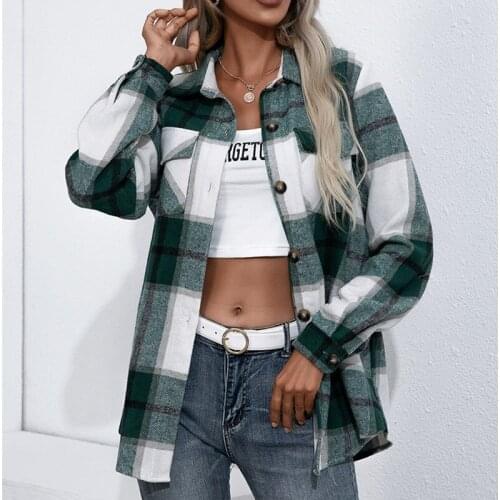 Fashionable Plaid Shirt Women Long Sleeve Tops Lattice Print Shirt Fashion 2021 Spring Casual Loose Single Breasted Clothes